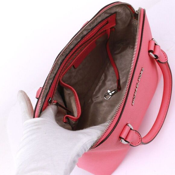 NWT Michael Kors Saffiano Leather Cindy Medium Satchel Bag Tote Coral $258 - Picture 6 of 10